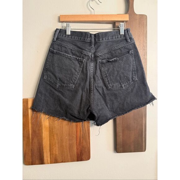 Agolde Womens Black Denim Distressed Button Fly Dee Cut-Off Shorts Size 26 - Picture 2 of 5
